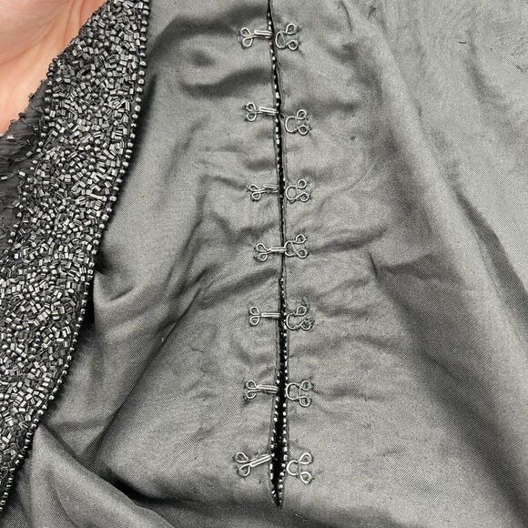 STENAY Vintage Black Long Sleeve 100% Silk Beaded Sequin Evening Jacket Small - Picture 6 of 6
